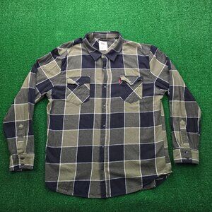 Levis Shirt Mens 2XL/XL Black Plaid Flannel Long Sleeve Button Up Preppy Western
